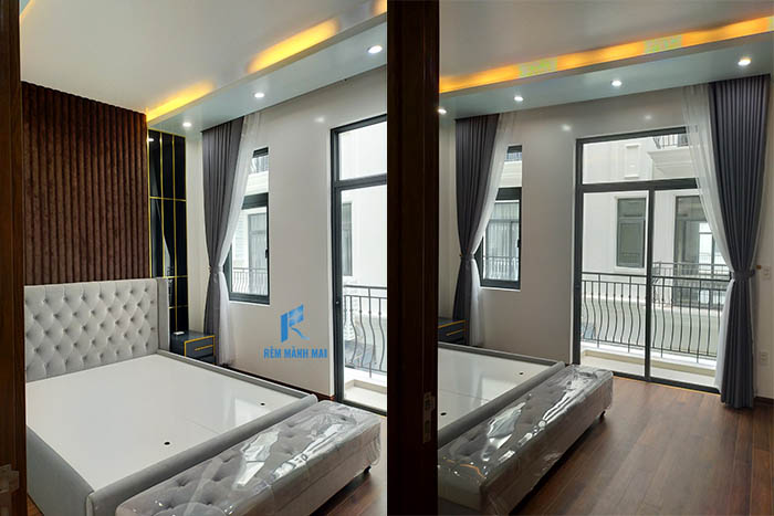 lắp rèm vải 2 lớp vinhomes marina