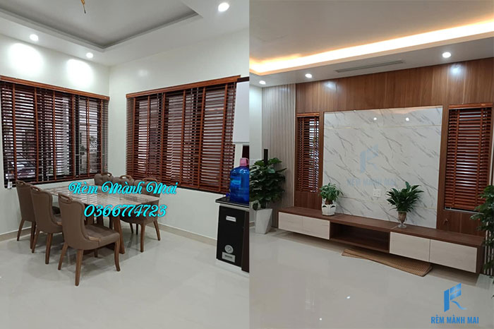 Lắp rèm gỗ cho phòng bếp và phòng khách